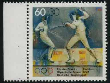 BUND 1992 Michel-Nummer 1592 postfrisch EINZELMARKE RAND links