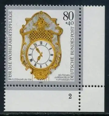 BUND 1992 Michel-Nummer 1633 postfrisch EINZELMARKE ECKRAND unten rechts (mit Formnummer)