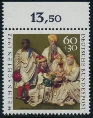 BUND 1992 Michel-Nummer 1640 postfrisch EINZELMARKE RAND oben (a)