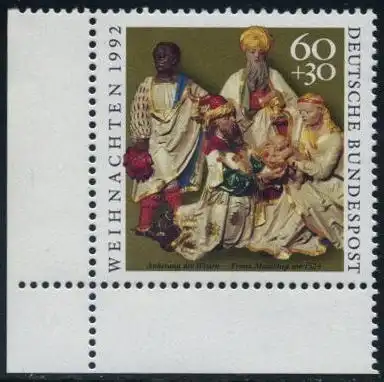 BUND 1992 Michel-Nummer 1639 postfrisch EINZELMARKE ECKRAND unten links