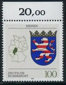 BUND 1993 Michel-Nummer 1660 postfrisch EINZELMARKE RAND oben (b)