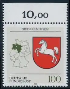 BUND 1993 Michel-Nummer 1662 postfrisch EINZELMARKE RAND oben (a)