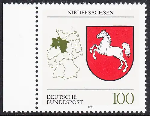 BUND 1993 Michel-Nummer 1662 postfrisch EINZELMARKE RAND links