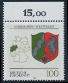 BUND 1993 Michel-Nummer 1663 postfrisch EINZELMARKE RAND oben (a)