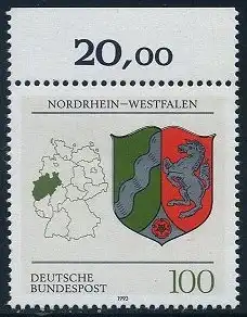 BUND 1993 Michel-Nummer 1663 postfrisch EINZELMARKE RAND oben (b)