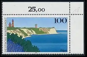 BUND 1993 Michel-Nummer 1684 postfrisch EINZELMARKE ECKRAND oben rechts (a)