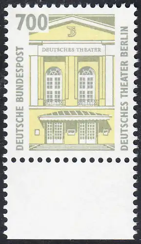 BUND 1993 Michel-Nummer 1691 postfrisch EINZELMARKE RAND unten 