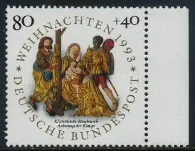 BUND 1993 Michel-Nummer 1707 postfrisch EINZELMARKE RAND rechts