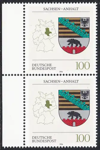 BUND 1994 Michel-Nummer 1714 postfrisch vert.PAAR RÄNDER links