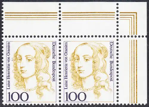 BUND 1994 Michel-Nummer 1756 postfrisch horiz.PAAR ECKRAND oben rechts