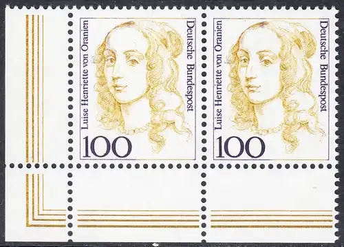 BUND 1994 Michel-Nummer 1756 postfrisch horiz.PAAR ECKRAND unten links