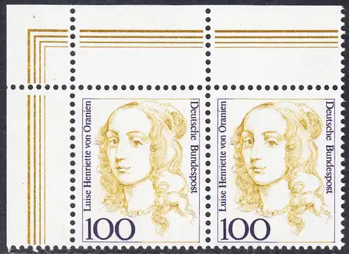 BUND 1994 Michel-Nummer 1756 postfrisch horiz.PAAR ECKRAND oben links