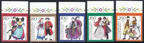 BUND 1994 Michel-Nummer 1757-1761 postfrisch SATZ(5) EINZELMARKEN RÄNDER oben (b)