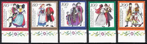 BUND 1994 Michel-Nummer 1757-1761 postfrisch SATZ(5) EINZELMARKEN RÄNDER unten (b)