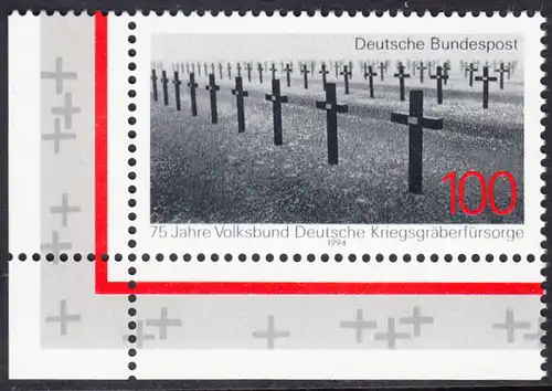 BUND 1994 Michel-Nummer 1768 postfrisch EINZELMARKE ECKRAND unten links