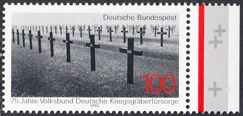 BUND 1994 Michel-Nummer 1768 postfrisch EINZELMARKE RAND rechts (b)