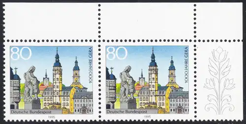 BUND 1995 Michel-Nummer 1772 postfrisch horiz.PAAR ECKRAND oben rechts