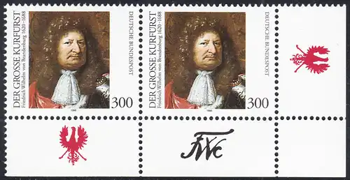 BUND 1995 Michel-Nummer 1781 postfrisch horiz.PAAR ECKRAND unten rechts