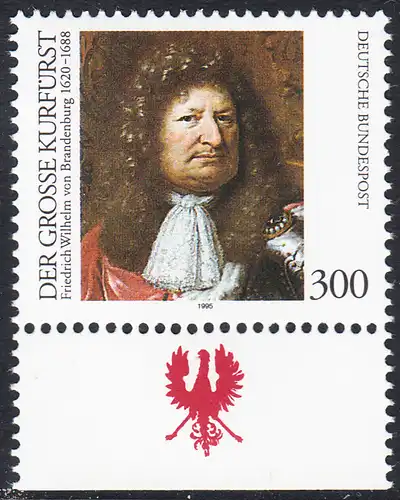 BUND 1995 Michel-Nummer 1781 postfrisch EINZELMARKE RAND unten (b)