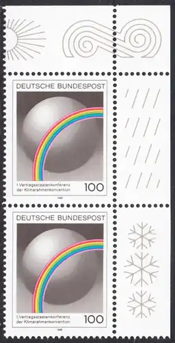 BUND 1995 Michel-Nummer 1785 postfrisch vert.PAAR ECKRAND oben rechts