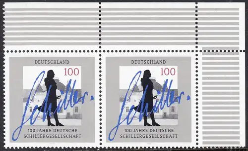 BUND 1995 Michel-Nummer 1792 postfrisch horiz.PAAR ECKRAND oben rechts