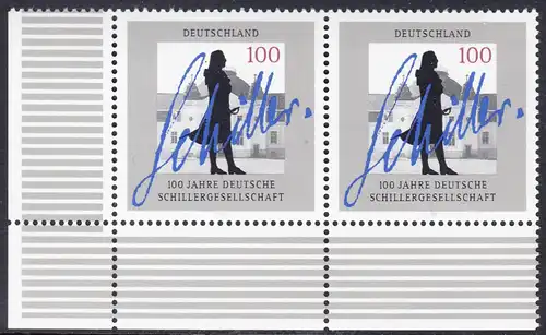 BUND 1995 Michel-Nummer 1792 postfrisch horiz.PAAR ECKRAND unten links