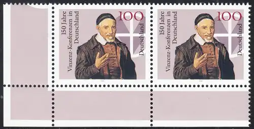 BUND 1995 Michel-Nummer 1793 postfrisch horiz.PAAR ECKRAND unten links