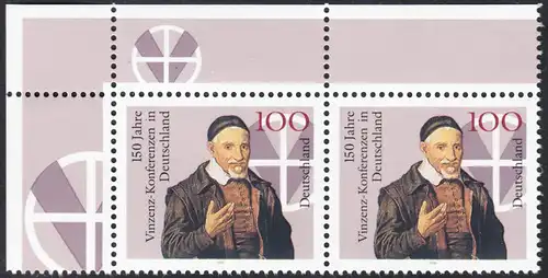 BUND 1995 Michel-Nummer 1793 postfrisch horiz.PAAR ECKRAND oben links