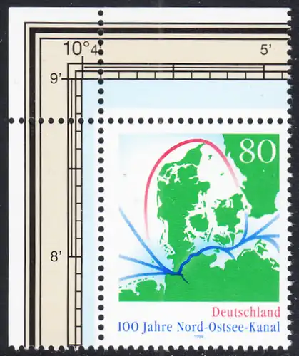 BUND 1995 Michel-Nummer 1802 postfrisch EINZELMARKE ECKRAND oben links