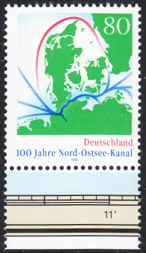 BUND 1995 Michel-Nummer 1802 postfrisch EINZELMARKE RAND unten 