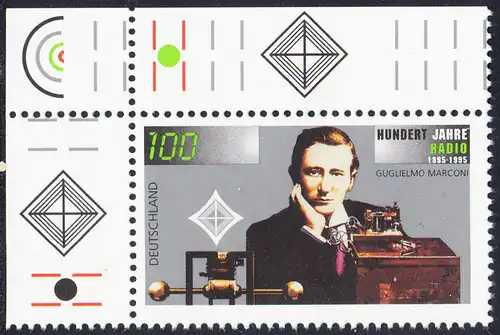 BUND 1995 Michel-Nummer 1803 postfrisch EINZELMARKE ECKRAND oben links