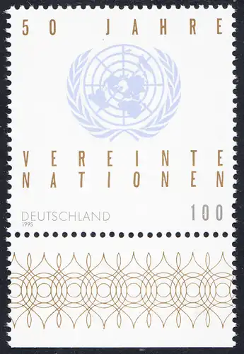 BUND 1995 Michel-Nummer 1804 postfrisch EINZELMARKE RAND unten