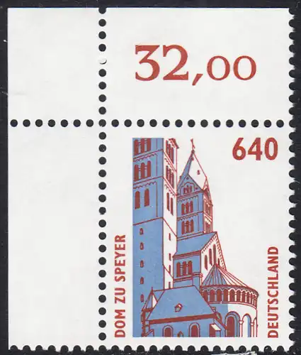 BUND 1995 Michel-Nummer 1811 postfrisch EINZELMARKE ECKRAND oben links