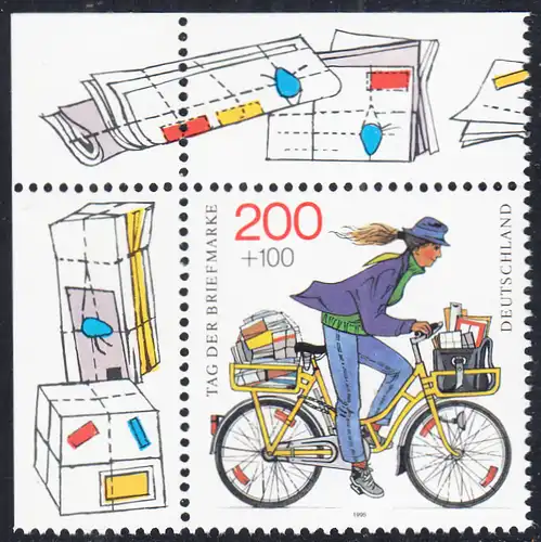 BUND 1995 Michel-Nummer 1814 postfrisch EINZELMARKE ECKRAND oben links