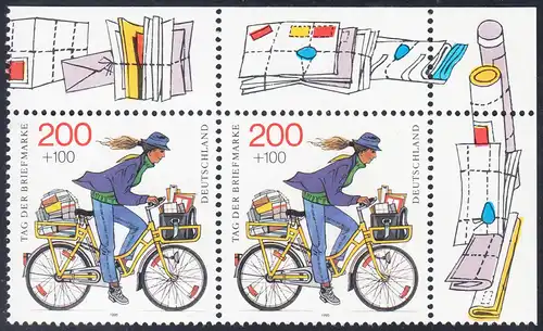 BUND 1995 Michel-Nummer 1814 postfrisch horiz.PAAR ECKRAND oben rechts