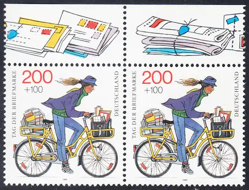 BUND 1995 Michel-Nummer 1814 postfrisch horiz.PAAR RÄNDER oben 