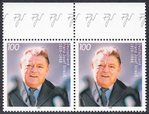 BUND 1995 Michel-Nummer 1818 postfrisch horiz.PAAR RÄNDER oben 