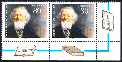 BUND 1995 Michel-Nummer 1826 postfrisch horiz.PAAR ECKRAND unten rechts