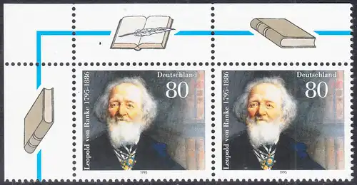 BUND 1995 Michel-Nummer 1826 postfrisch horiz.PAAR ECKRAND oben links