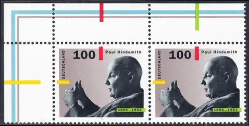 BUND 1995 Michel-Nummer 1827 postfrisch horiz.PAAR ECKRAND oben links