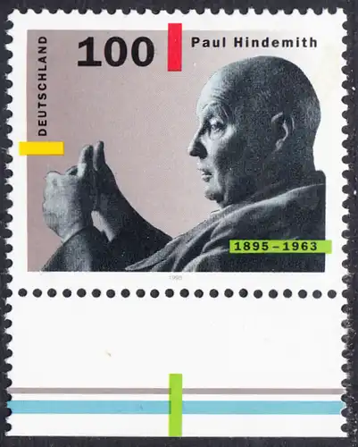 BUND 1995 Michel-Nummer 1827 postfrisch EINZELMARKE RAND unten (b)