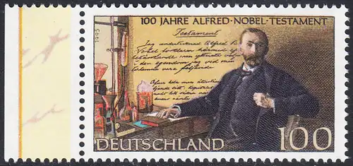 BUND 1995 Michel-Nummer 1828 postfrisch EINZELMARKE RAND links (b)