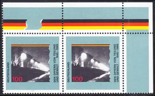 BUND 1995 Michel-Nummer 1830 postfrisch horiz.PAAR ECKRAND oben rechts