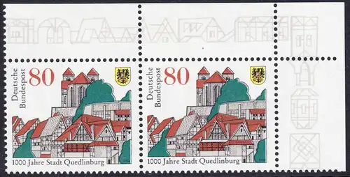 BUND 1994 Michel-Nummer 1765 postfrisch horiz.PAAR ECKRAND oben rechts