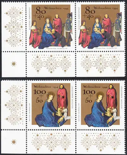 BUND 1994 Michel-Nummer 1770-1771 postfrisch SATZ(2) horiz.PAARE ECKRÄNDER unten links