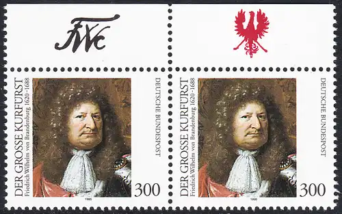 BUND 1995 Michel-Nummer 1781 postfrisch horiz.PAAR RÄNDER oben 