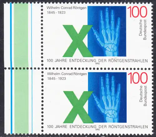 BUND 1995 Michel-Nummer 1784 postfrisch vert.PAAR RÄNDER links