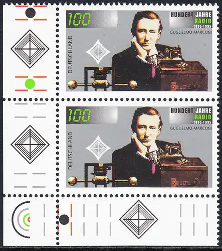 BUND 1995 Michel-Nummer 1803 postfrisch vert.PAAR ECKRAND unten links