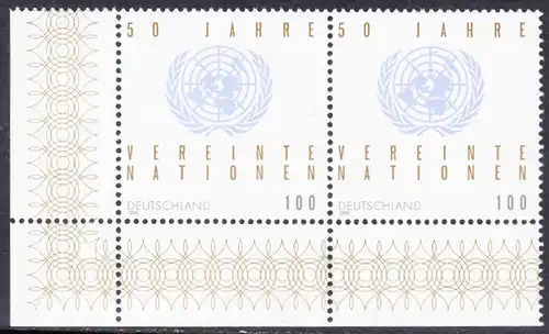 BUND 1995 Michel-Nummer 1804 postfrisch horiz.PAAR ECKRAND unten links