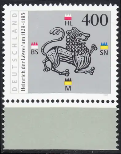 BUND 1995 Michel-Nummer 1805 postfrisch EINZELMARKE RAND unten 